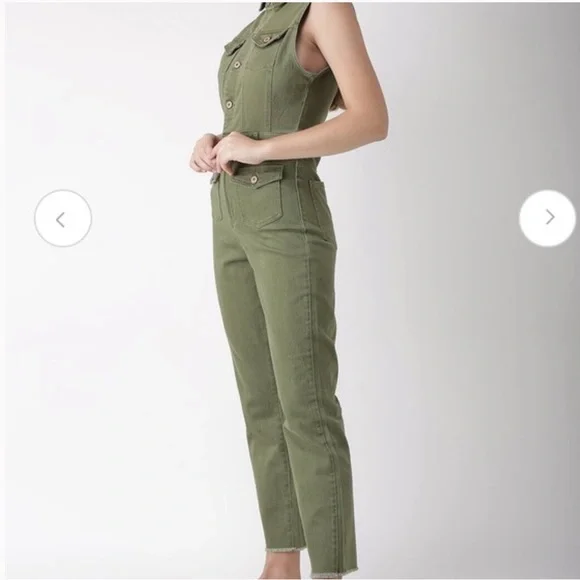 FOREVER 21 olive denim sleeveless utility jumpsuit - Picture 4 of 13